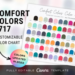 Editable Comfort Colors C1717 Color Chart, Canva Template Editable Color Chart, Comfort Color 1717 Color Chart, Comfort Colors Mockups