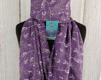 Women's Midnight Trees & Berries Scarf Purple Or Blue Gift Wrap /Gift Box Personalised Handwritten Gift Card Letter Box Delivery