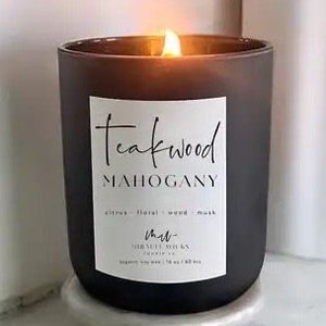 Teakwood Mahogany Candle Luxury 16 oz. Candle Gift for Her Gift for Him