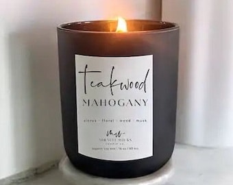 Teakholz Mahagoni Kerze Luxus 16 oz. Kerze Geschenk für Sie Geschenk für Ihn