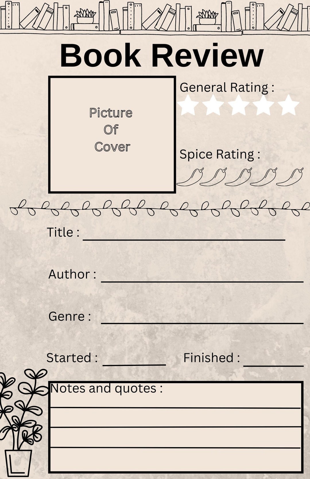Book Review Digital Download - Etsy