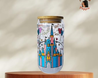 Disney Castle Signature Glass Cup, Iced Coffee, 16oz