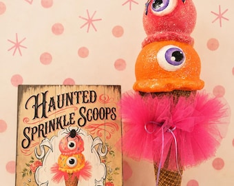 Whimsical Halloween Eyeball Ice Cream Cone