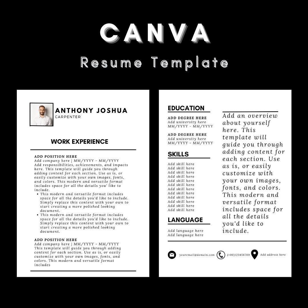 Mod le De CV Canva De Deux Pages Amical ATS Etsy France mod-le-de-cv-canva-de-deux-pages-amical-ats-etsy-france