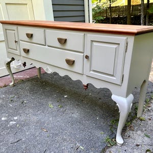 SOLD Message before buying for shipping - Vintage Ethan Allen Sideboard Hutch Server Buffet Table Dining Room Furniture
