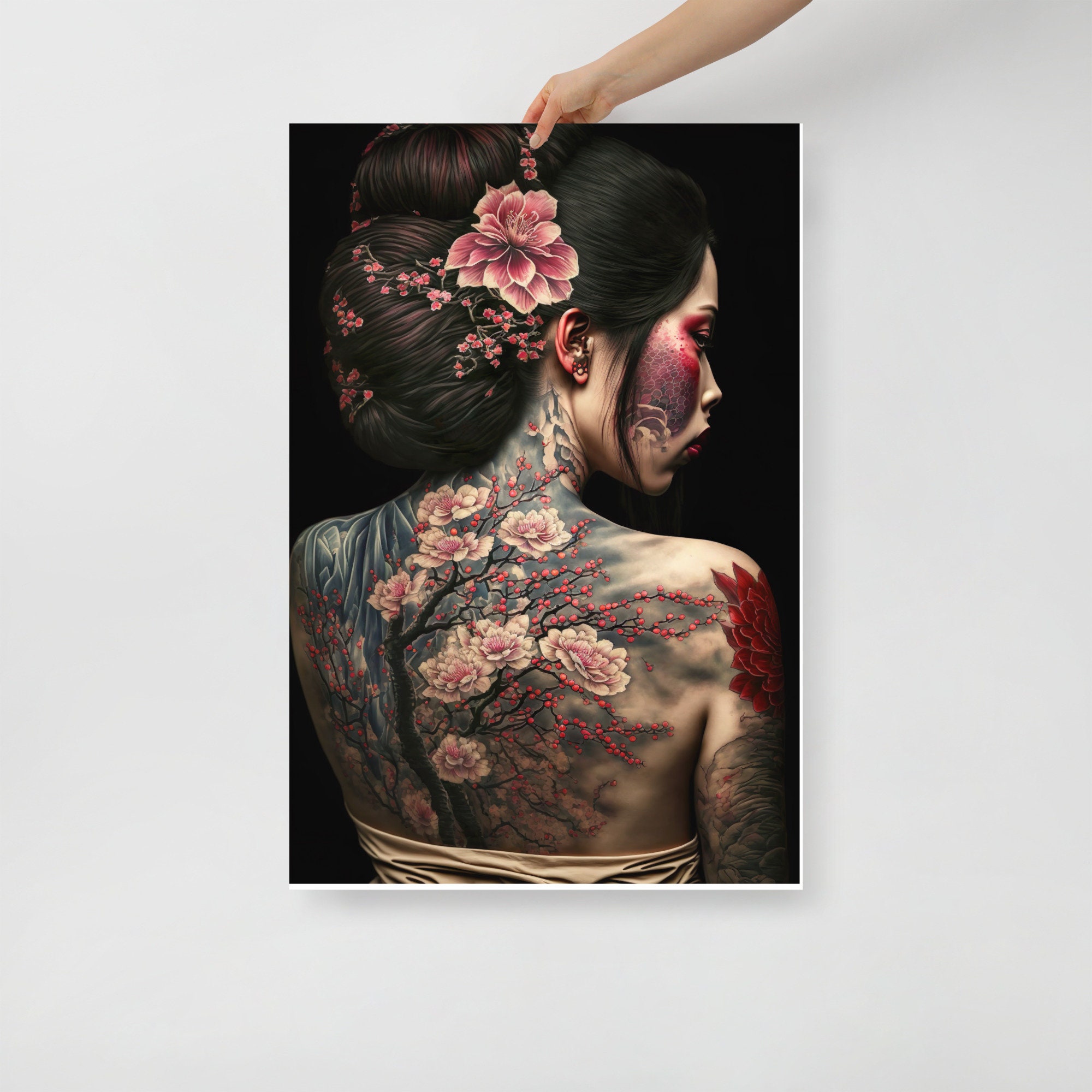 Geisha Fan Tattoos On Full Back