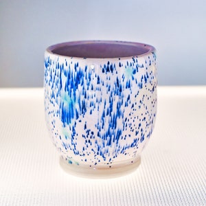 Handmade stoneware ceramic cup | Beige-white-blue | 180 ml | Hand-thrown | Coffee mug | Tea mug | Handmade | Ceramic Cup | Tea Cup