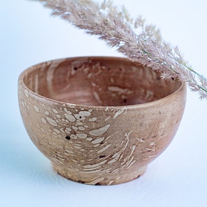 Unikat Milchbrand Steingut-Keramik-Schale | Braun-Beige | 500 ml | Handgedreht | Obstschale | Gemüseschale | Handmade | Ceramic Bowl