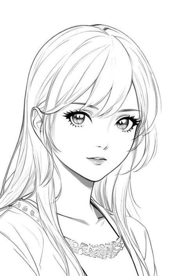 How to Draw an Anime Girl and Anime Girl Coloring Page