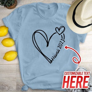 Custom Text Double Heart Line, Personalized Heart Shirt, Custom Name Heart Line