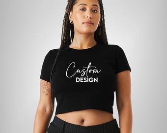 Custom Women's Baby T-Shirt, Custom Women's Fitted Tee, Custom Text Baby Tee, Custom Logo Baby Tee, Y2K Baby Tee, Bella Canvas Baby Tee