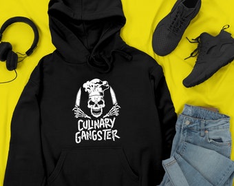 Culinary Gangster Skull Artwork Hoodie, Culinary Gangster Chef Hoodie, Cooking Hoodie, Chef Hoodie, Cook Hoodie, Chef Gift, Kitchen Hoodie