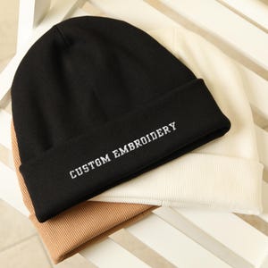 Custom Embroidered Beanie, Custom Logo Beanie, Custom Text Beanie, Custom Beanies for Adults, Embroidered Winter Hat, Custom Name Beanie