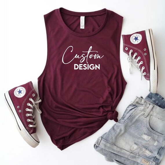Custom Women's Muscle Tank Top, Personalized Workout Tank, Custom Workout Tank, Women's Tank Top, Bella Canvas Women's Muscle Jersey Tank