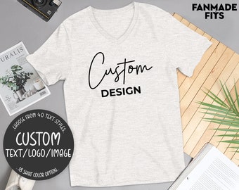 Custom Bella Canvas V-Neck Shirt, Customizable VNeck, Custom V Neck, Personalized Unisex Shirt, Custom V-Neck Shirt for Men or Women