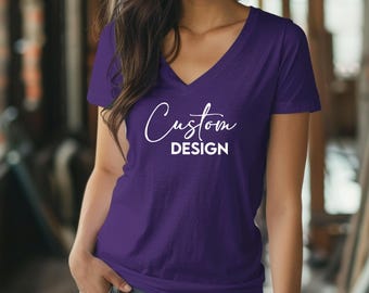 Custom V-Neck Shirt for Women, Custom V-Neck Tshirt, Gildan V-Neck Shirt, Personalized V-Neck Women's Shirt, Custom Made Vneck Shirt