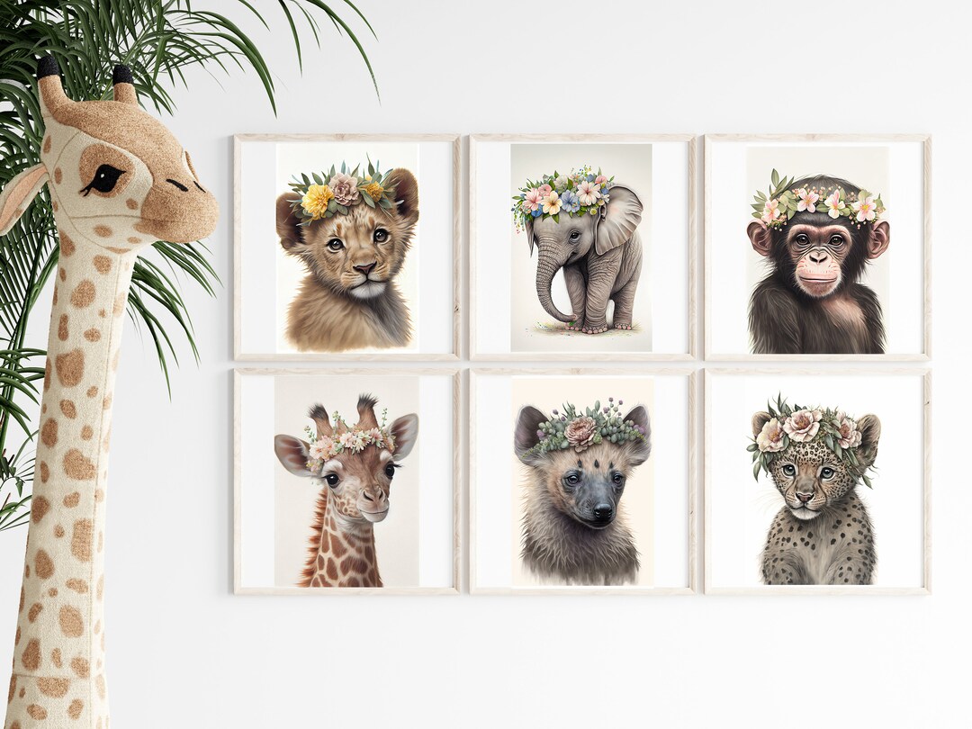 Baby Animal Digital Prints Africa Safari Set of 9 Digital Prints