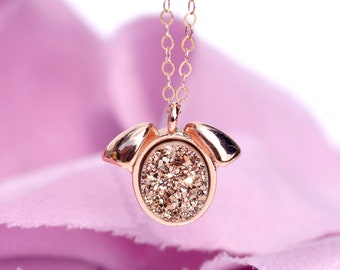 La collana Druzy Gem Rose per l'amante dei cani - Gioielli