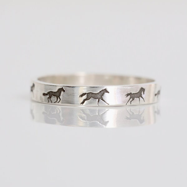 Running Horses Stacking Ring for the Horse Equine Lover - Jewelry