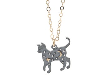 Der Stern und Mond Katze Halskette für den Katzenliebhaber - Schmuck