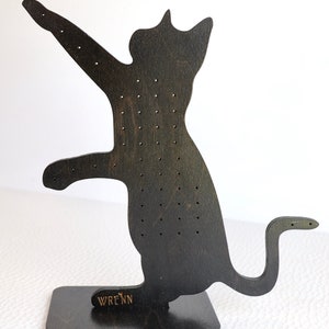 Suporte para joias de gato | Suporte para exibição de silhueta de gato | Organizador de joias de madeira de bétula | Presente para quem ama gatos imagem 5