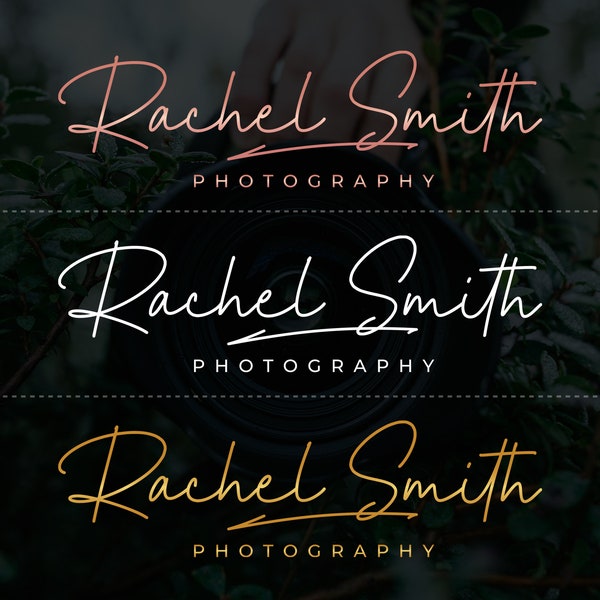 Photography Logo and Watermark, Custom Photography Logo, Handwritten Signature Logo, Photographer Logo, Script Logo, Gold Logo, Rose Gold