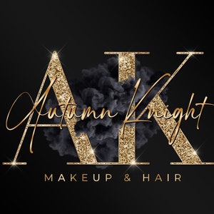 Gold Black Beauty Logo, Smoke Logo, Watercolor Logo, Glitter Logo, Makeup Logo, Boutique Logo, Hair Logo, Nails Logo, Lashes Logo, Spa Logo image 1