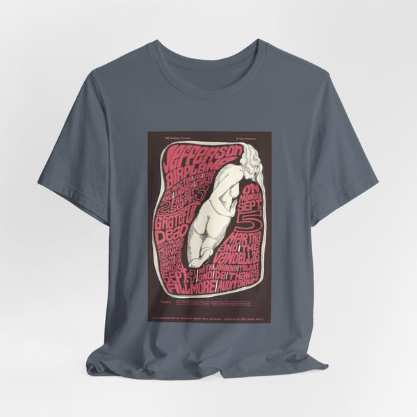 Jefferson Airplane Grateful Dead Martha & The Vandellas at the Fillmore Concert T-Shirt Tee