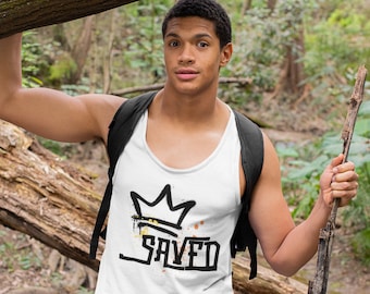 Christian Saved Graffiti Tank Top, Unisex Faith Based Gym Wear