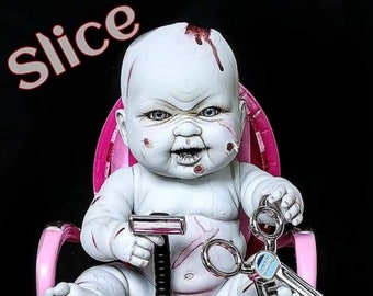 Decay Care Zombie Baby Doll Slice Hairdresser Barber Handmade DIY OOAK Original Cute Creepy Scary Prop Salon Shave Razor