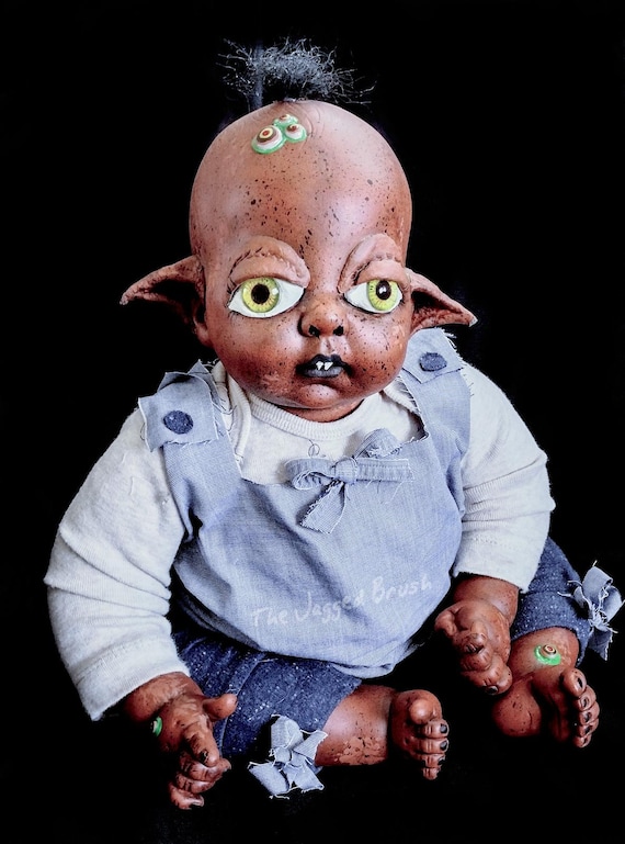 Handmade OOAK ORIGINAL Collectible Goblin Art Doll Baby Goth