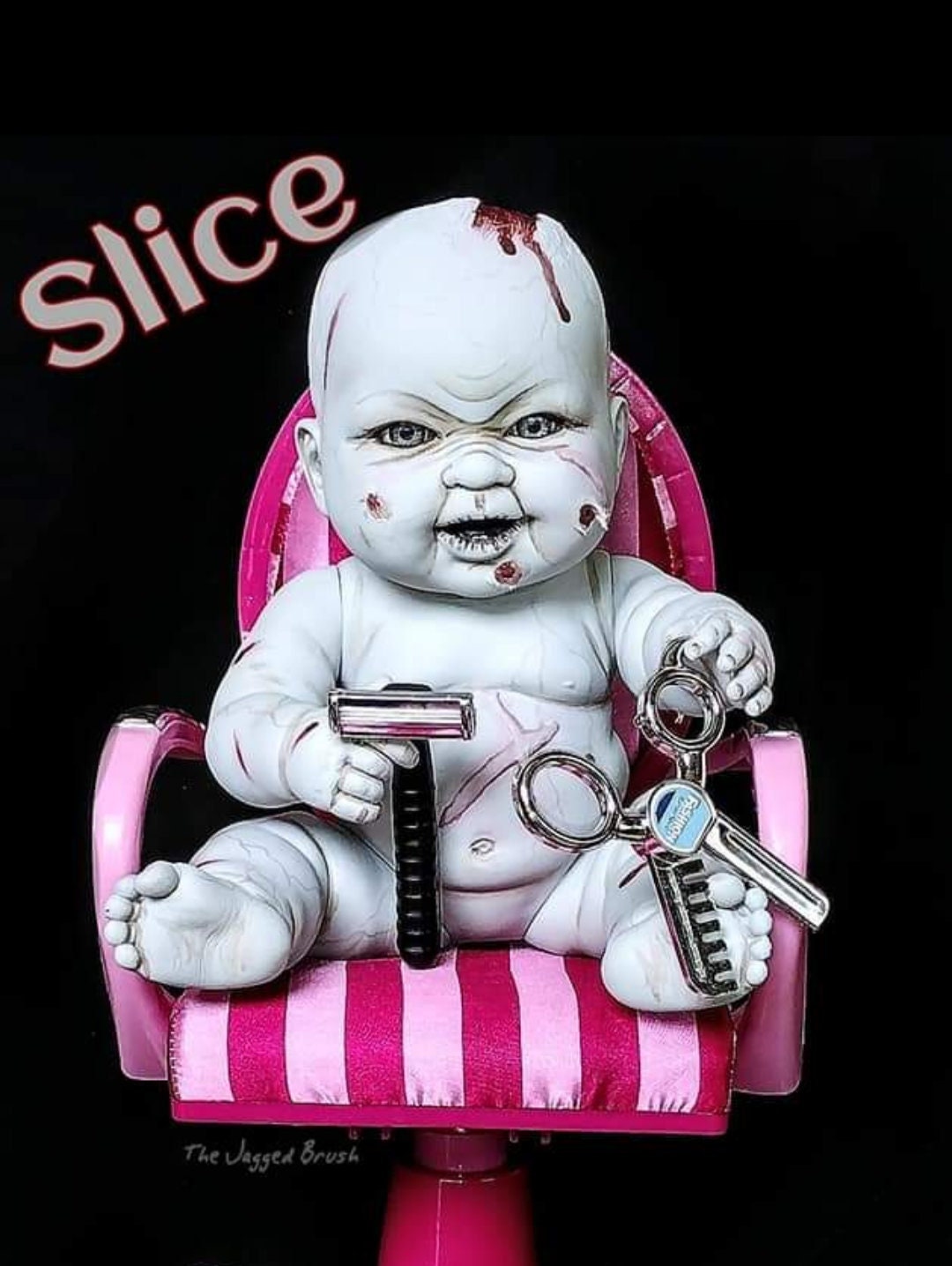 Decay Care Zombie Baby Doll Slice Hairdresser Barber Handmade DIY