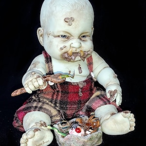 The Decay Care Zombie Baby Ogilvie Ogre Fairy Gross Creepy Handmade OOAK DIY Collectible Baby Doll Halloween Scary Whimsical Custom Dark Art