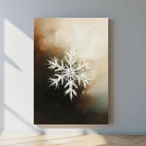 Printable Christmas Wall Print, Vintage Christmas, Snowflake Print, Impressionistic Painting Style, Christmas Decor, Winter Holiday Decor