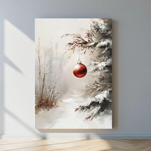 Printable Christmas Wall Print, Vintage Christmas Ornament Print, Impressionistic Oil Painting Style, Christmas Decor, Winter Holiday Decor