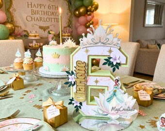 Princess Tiana 3D Letters Or 3D Numbers | Themed Centerpiece | Handmade Birthday Party Decoration