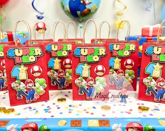 Super Mario Birthday Favor Bags | Custom Name & Age | Nintendo Party