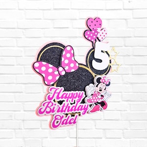 Custom Minnie Cake Topper | Personalized Minnie Cake Topper with Age | Minnie Party Decor for Kids | Minnie Birthday Cake Topper