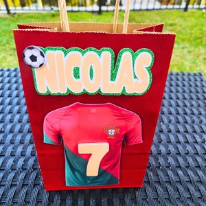 Personalized Ronaldo Portugal Soccer Favor Bags: Custom Birthday Party