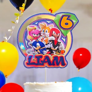 Custom Sonic the Hedgehog Cake Topper | Personalized Sonic Cake Topper with Name & Age | Sonic Birthday Cake Topper | sonic party
