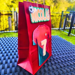 Personalized Ronaldo Portugal Soccer Favor Bags: Custom Birthday Party