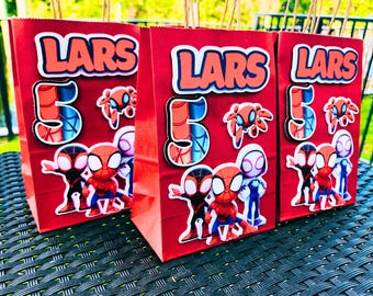 Custom Spiderman Party Favor Bags: Personalized Birthday Goody Bags