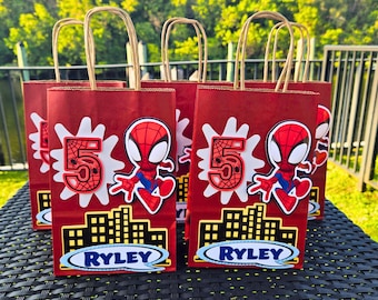 Personalized Spider-Man Party Favor Bags: Custom Birthday Set