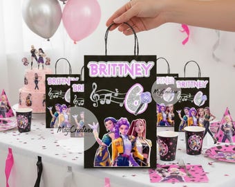 Customize K Pop Huntrix Party Favor Bags | Demon Hunters Birthday Party | Rumi Mira Zoey