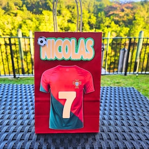 Personalized Ronaldo Portugal Soccer Favor Bags: Custom Birthday Party