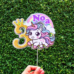 Personalized  Unicorn Cake Topper | Unicorn Cake Topper with Name & Age | Unicorn Party Decorations | unicorn decorations for birthday