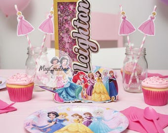 Princess Shaker 3D Letters Or Numbers | Princess Party Accessories | Themed Centerpiece
