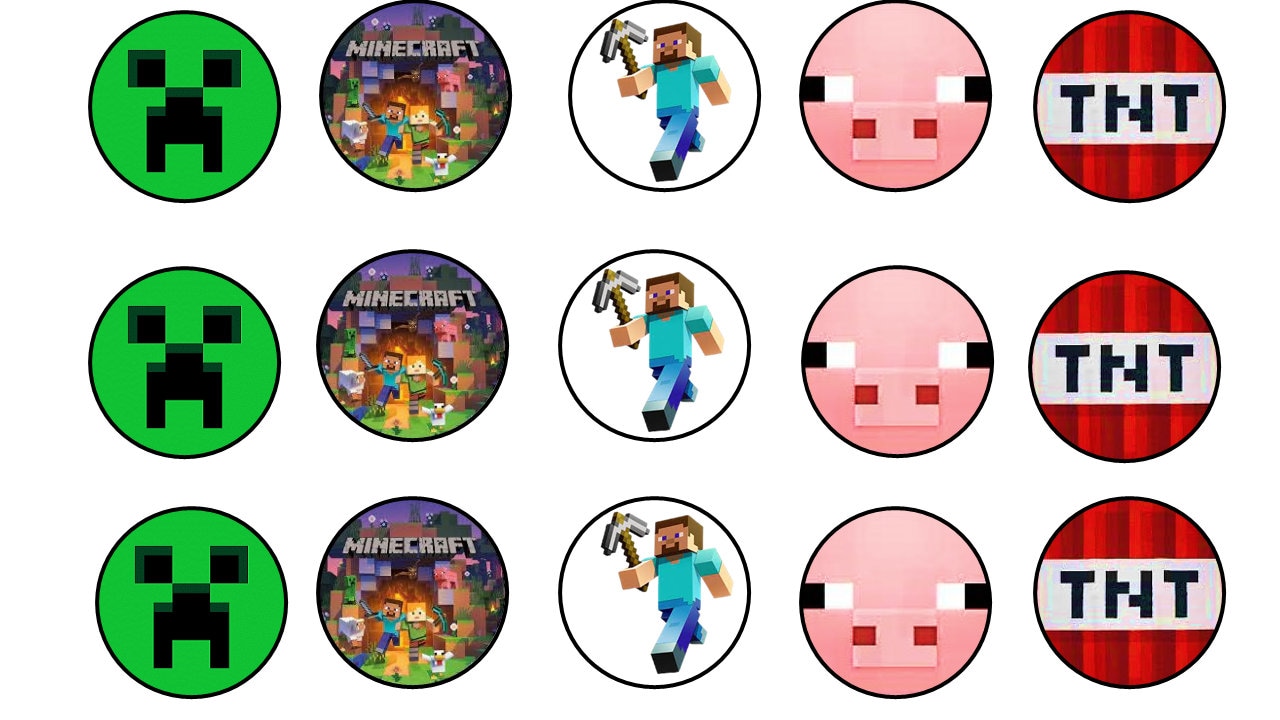 15-pre-cut-edible-minecraft-cupcake-toppers-etsy for Free Printable Minecraft Cupcake Picks 15 Pre Cut Edible Minecraft Cupcake Toppers - Etsy for Free Printable Minecraft Cupcake Picks