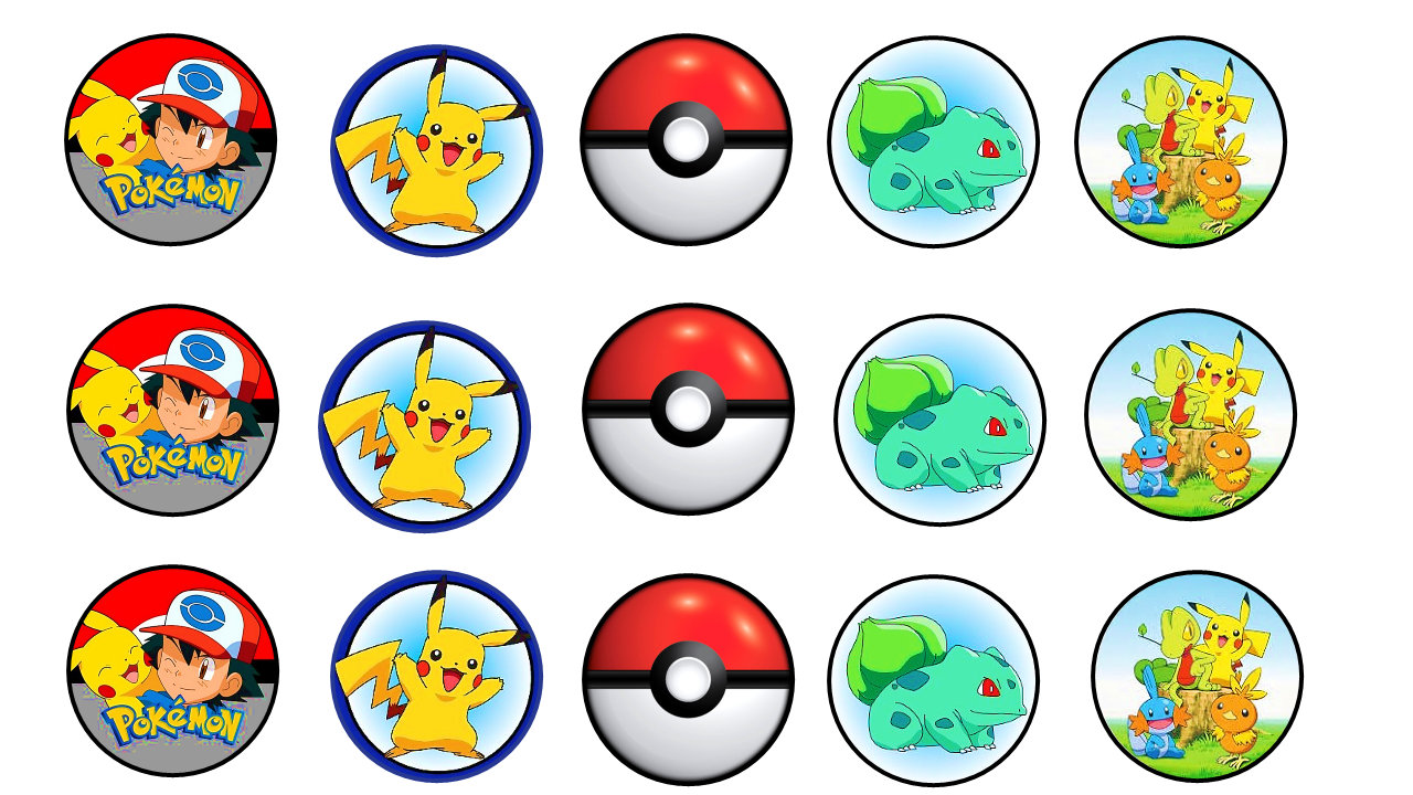 15x pre cut pokemon cupcake toppers
