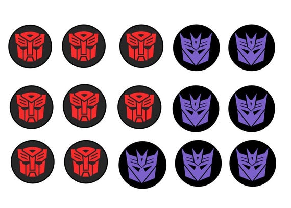15x Transformer logos cupcake toppers